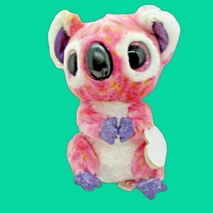 Ty Boos Plush Pink Kolala Bear Kacey Appx 7" Glitter Eyes Stuffed Animal Toy